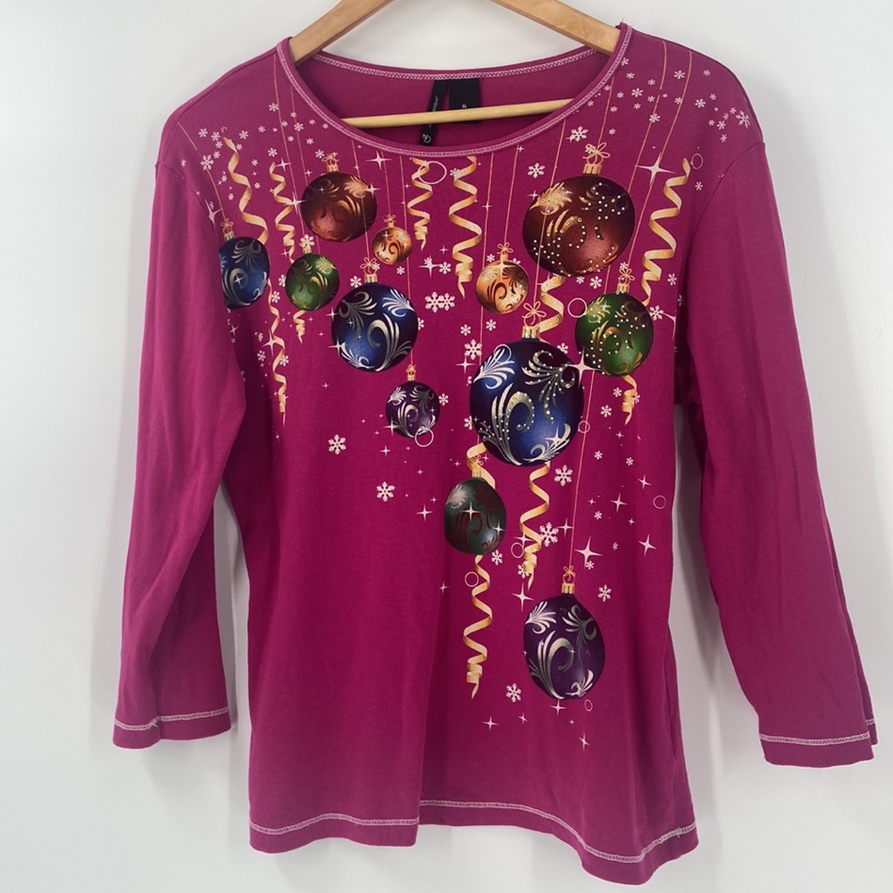 New directions red top holiday ornament detail cotton embellished extra large